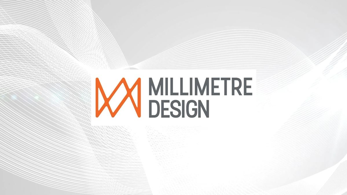 Millimetre Design logo featuring a geometric M symbol with modern typography, representing precision in interior and brand design